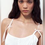 ZARA New  White Cotton Bow Gabardine Midi Dress Size Small NWT Photo 4