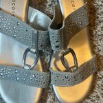 Karen Scott Silver Rhinestone Sandals Slides Heeled Open Toe Women's 8 Photo 2