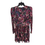 AQUA  Floral Print Long Sleeve Mini Dress V-Neck‎ Ruched Party Cocktail Photo 5