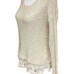 Almost Famous Women's Long Sleeve Knit Top Sweater Lace Lacy Bottom Cream Size M Photo 1