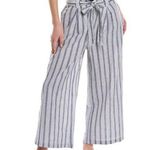 Hayden Striped Wide-Leg Pants with Bow Tie NWT L Photo 0