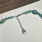 CHAPS  Blue Bead Silver Tone Beaded Necklace Adjustable Length Photo 2