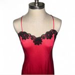 Undercover Wear Vintage Silk Feel Slip Dress Gown Red Black Lace Trim Goth Sexy Photo 1