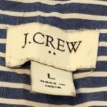 J.Crew Women’s Large Navy/White Stripe Button Front Tie Cuff Cotton Blend Blouse Photo 2