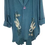 Vintage Blue Fish 1996 Phoenician Jacket Abstract Viridian Lagenlook O/S Size undefined Photo 2