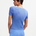 Madewell New Micro Rib Fitted Sweater Short Sleeve Tee NQ337 Celeste Blue XS Photo 3