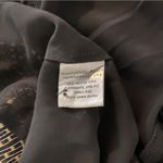 Elan Black Gold Metallic Feather Tie Neck Bow Button-up Bell Sleeve Dress Large Photo 8