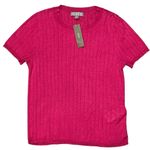 J.Crew NEW Fuchsia Pink Short Sleeve Silk Blend Cropped T Shirt Top size Small Photo 3