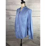Lane Bryant  Button Front Shirt Womens 20 Blue Collar Long Sleeves Cotton Stretch Photo 4