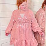 Anthropologie NWT $168 Pink Jolene Jacquard Mini Puffed Sleeve V-Neck Dress SP Photo 1