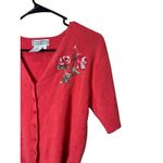 Dress Barn  Women pink Short Sleeve Embroidered Rose Cardigan Sweater Size 8 Photo 1