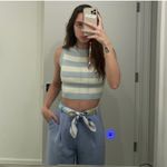 ZARA NWT CROPPED KNIT TOP LIGHT BLUE AND WHITE STRIPED STRIPS Photo 2