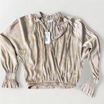 Ramy Brook $345  Womens Gold Metallic‎ Bethany Ruffle Long-Sleeve Blouse Top Sz S Photo 2