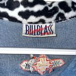 Bill Blass ‎ Denim Shirt Top Short Sleeve Embroidered Cow Print Collar Plus Photo 6