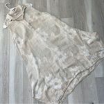 Lagenlook Linen Dress floral flowy shift midi womens Beige (large) boho natural Tan Photo 0