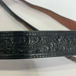 Western black embossed leather belt made in the USA silver buckle womens size 40 Photo 3
