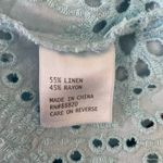 Rose & Rhyme Women Top 1X Light Blue Eyelet Embroidered Linen Blend Boho Cottage Photo 6