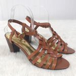 Ralph Lauren RALPH‎ LAUREN Langley Brown Leather Sandal Chunky Heel Strappy Classic Size 9 Photo 0