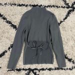 Babaton Grey Ribbed Mock Neck Tie Back Sweater Photo 6