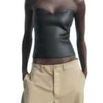 ZARA Bustier Top Black Coated Knit Crop Top NEW Size Small Strapless Sexy Corset Photo 0