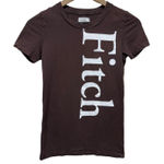 Abercrombie & Fitch  Vtg Y2K Spell Out Baby Tee Shirt Sz M Brown Fitted‎ Crewneck Photo 0