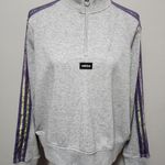 Adidas  gray gradient lavender three stripe quarter-zip crop sweatshirt size large Photo 0
