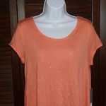 Jennifer Lopez Orange Shiny Glitter Top, Short Sleeve, Strappy Back, Size PM, Nwt Photo 3