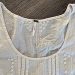 Free People  Cream Flared Sleeve Blouse Beaded Peasant Top Photo 2