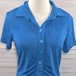 Bodycon Shirt Dress w Ruching Shimmery Teal Photo 1