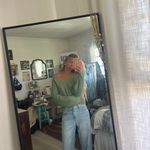 Kendall + Kylie Green Kendal And Kylie V Neck Sweater  Photo 1