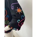 Jane's Closet Black Multicolor Beaded groovy Embroidered funky cardigan Small Photo 3
