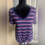 Francesca's NWT Francesca’s Jun & Ivy Monica Striped Waffle Knot Top Photo 1