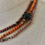 Lucky Brand wood beaded multi strand green flower necklace Photo 8