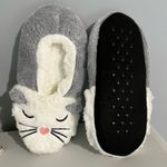 Fuzzy Babba Slippers Gray Kitty Cat House Shoes One Size New Photo 5
