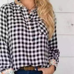 Matilda Jane Clothing Joanna Gaines Magnolia Dreams Tunic Buffalo Plaid Small Black Size M Photo 0