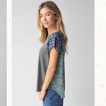 Natural Life The  Daphne Mixed Print Top Size Large Boho Two‎ Sided Raw Hem Photo 1