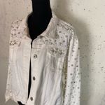 #700 BOUTIQUE White Pearl Beaded Jean Jacket White Size XL Photo 6