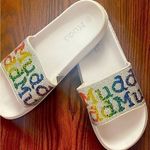 Mudd  Designer Slip On Sandals Rainbow Sparkly Gems Photo 1
