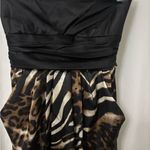 Chic Strapless Black and Animal Print Dress Photo 1