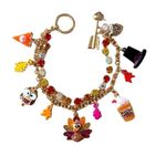 Betsey Johnson Brand New  Thanksgiving Charm Bracelet Turkey Pumpkin Pie Leaves Photo 0