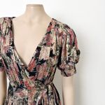 Hemant and Nandita [] Sion Maxi Wrap Dress Metallic Gold Puff Sleeves V-Neck Sz XS Photo 10