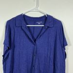 Eileen Fisher  Linen Shirt Dress Indigo Blue Collared Button Front M/M Photo 2
