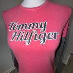 Tommy Hilfiger  Pink Gray Layered Look Logo Long Sleeve Shirt Size S Skater Y2K  Photo 2