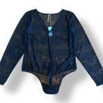 Anthropologie By  NWT Black Deep V-Neck Lace Bodysuit‎ Size 1X Boho, Indie Photo 0