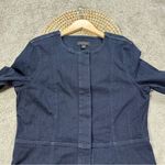 Ann Taylor Women’s Denim Button Front Jacket Collarless Peplum in Dark Wash L Photo 4