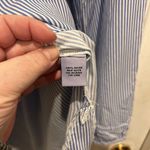 Premise  Studio Blouse Women’s White Blue Striped Long Sleeves Rayon Top‎ Large Photo 8