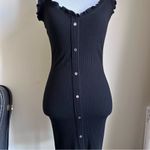 Little black slip on dress/ Spaghetti Strap Dress with Button Detail Photo 3