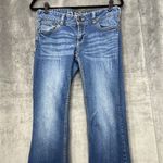 Rue 21  Flare Jeans Embroidered Button Flap Back Pockets Juniors‎ Womens Size 7/8 Photo 2