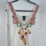 Aziz VTG Y2K Sleeveless Colorful Beaded Fabric Rosettes Beige Spandex Tank Top L Pink Size L Photo 4