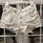 Levi's White Distressed Jean Shorts Photo 0